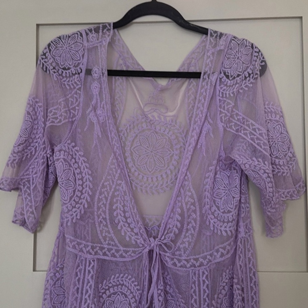 Lavender Lace Kimono Swimsuit Cover
